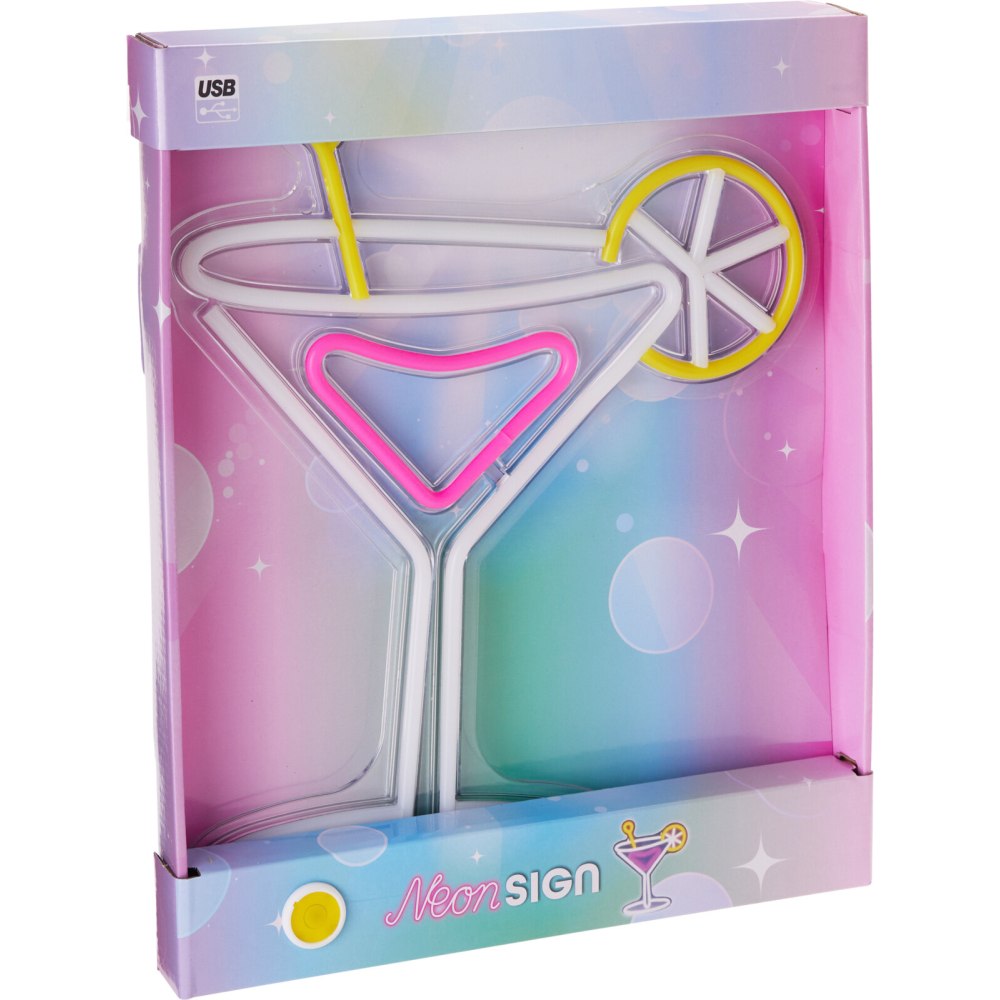 H & S COLLECTION Dekorace svítící nástěnná 30 × 38 cm coctail bar KO-NE1100230coba