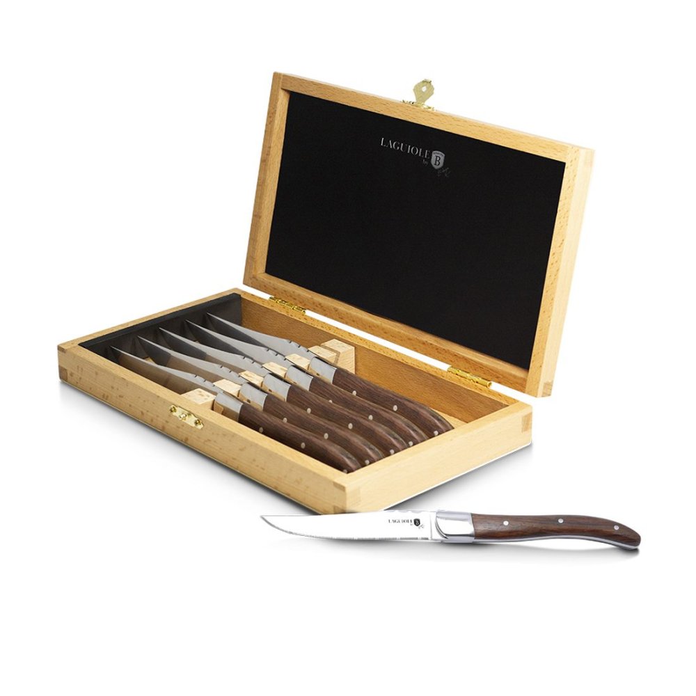 BERLINGERHAUS Sada steakových nožů 6 ks hnědá rukojeť Laguiole Collection BH-2439