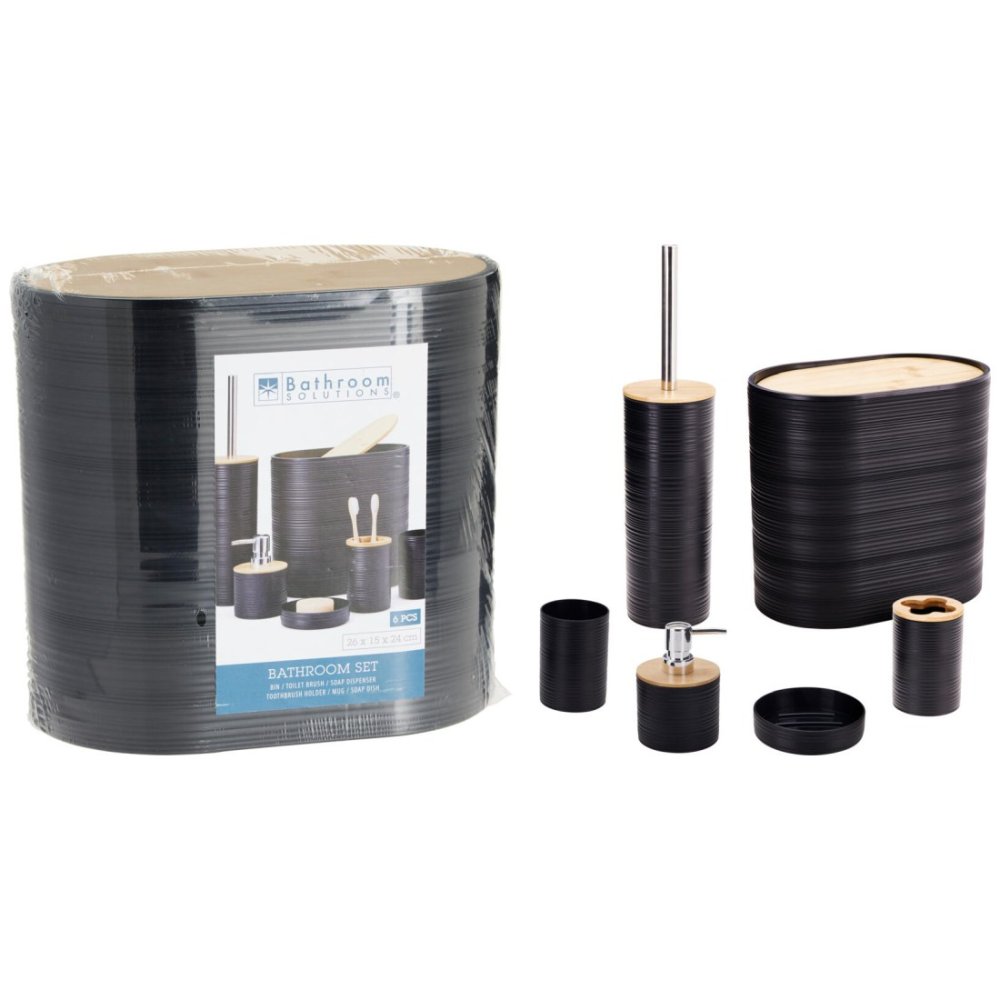 BATHROOM SOLUTIONS Koupelnové doplňky sada 6 ks černá KO-314420490