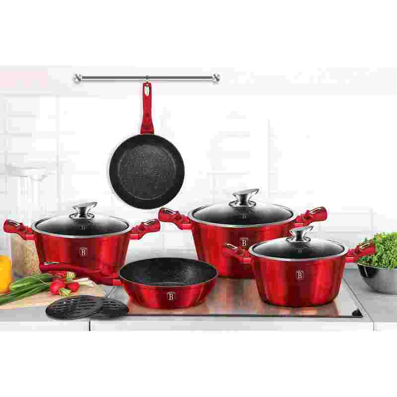 BERLINGERHAUS Wok s mramorovým povrchom 28 cm Burgundy Metallic Line BH-1267