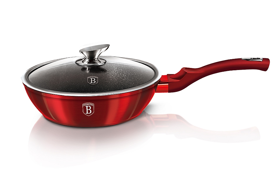 BERLINGERHAUS Panvica hlboká s mramorovým povrchom a pokrievkou 24 cm Burgundy Metallic Line BH-1259
