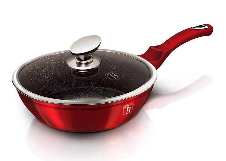 BERLINGERHAUS Panvica hlboká s mramorovým povrchom a pokrievkou 24 cm Burgundy Metallic Line BH-1259