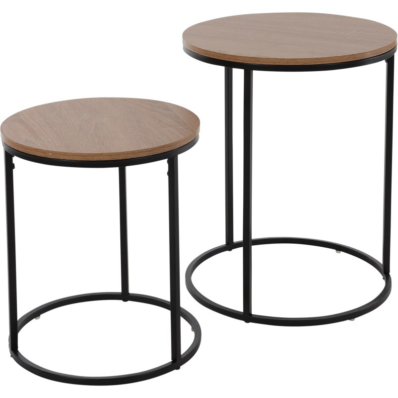 HOMESTYLING Servírovacie stolíky okrúhle sada 2 ks borovica svetlá KO-NB1510050