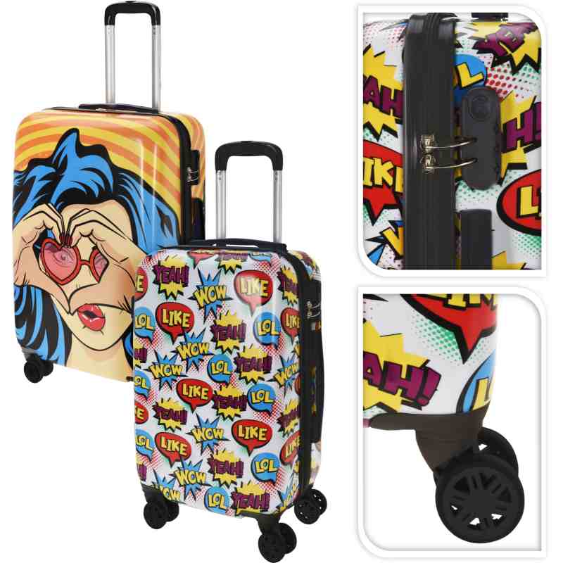 PROWORLD Kufr cestovní na kolečkách sada 2 ks motiv pop art KO-DG9001030