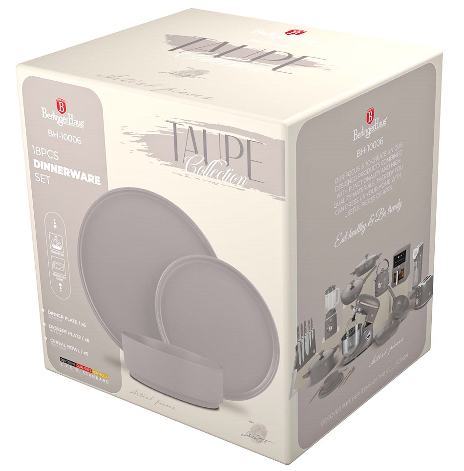 BERLINGERHAUS Jídelní sada talířů 18 ks Taupe Collection BH-10006 - thumb (9)