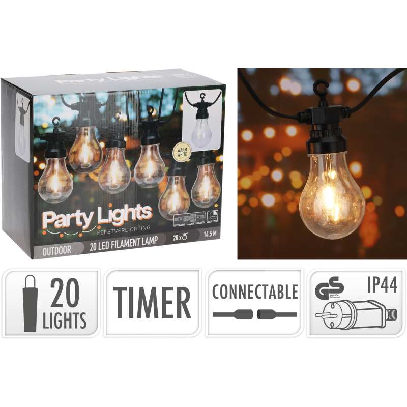 REDCLIFFS Zahradní párty osvětlení 20 LED světel teplá bílá KO-LE2200260 - thumb (6)