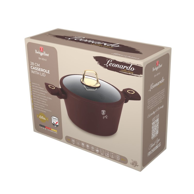 BERLINGERHAUS Kastrol s titanovým povrchem a poklicí 28 cm Leonardo Collection BH-8042