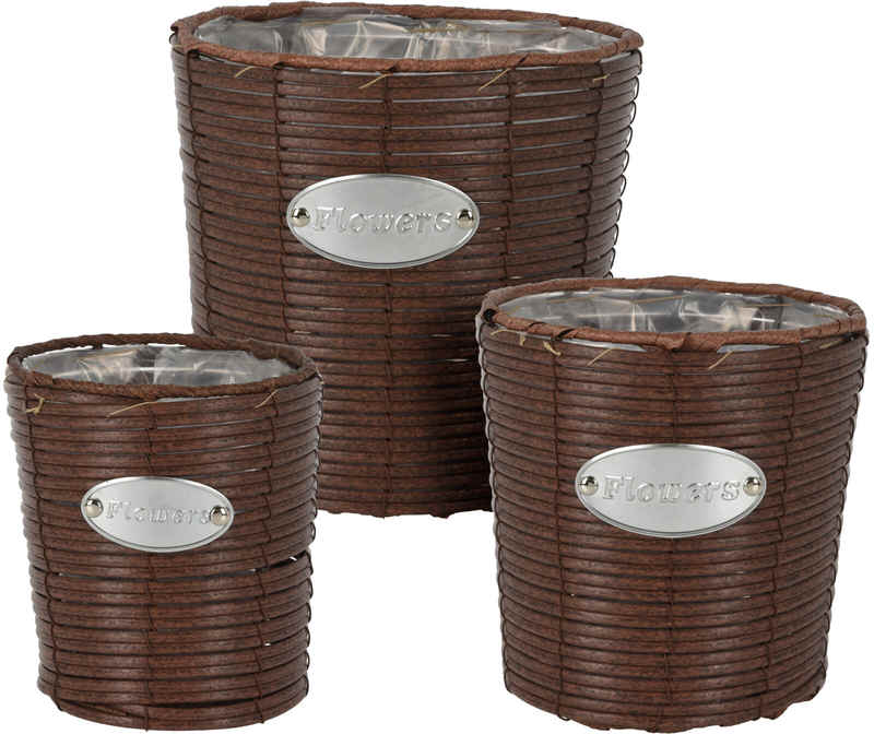 PROGARDEN Kvetináč prútený sada 3 ks FLOWERS GARDEN 24/20/18 cm hnedá KO-430001140