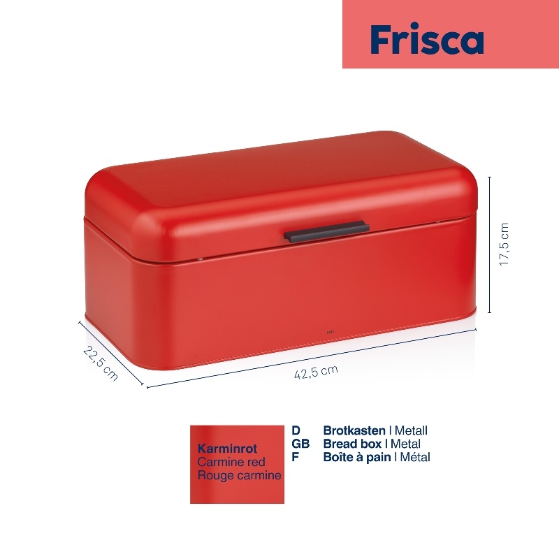Chlebník Frisca kov, červená 42,5x22,5x17,5 cm
 KL-12842 - thumb (2)