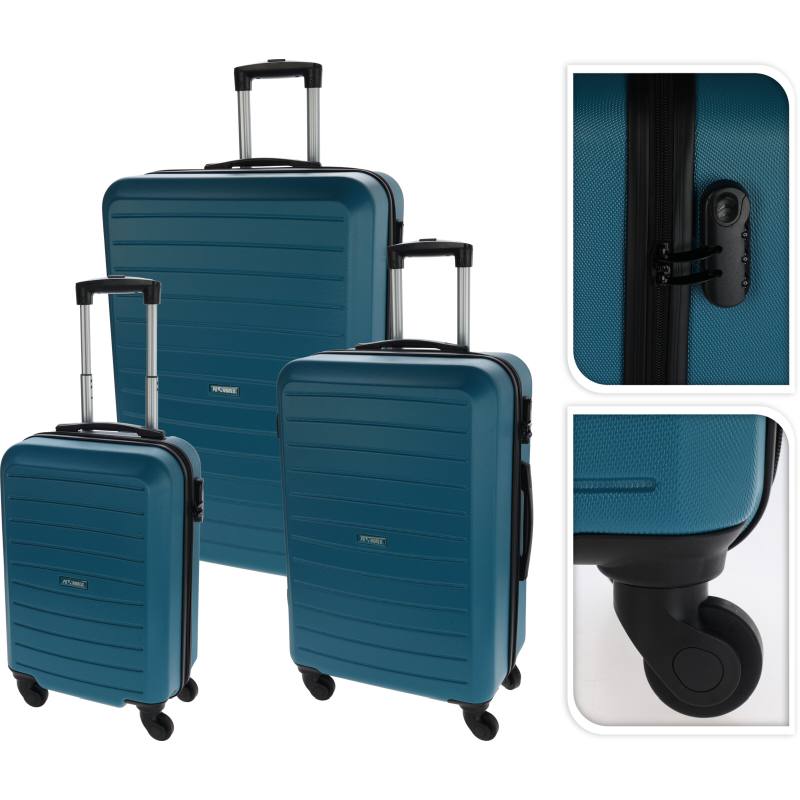 PROWORLD Sada plastových cestovních kufrů 3 ks 50 / 60 / 70 cm petrolejová KO-FB5000460 - thumb (9)