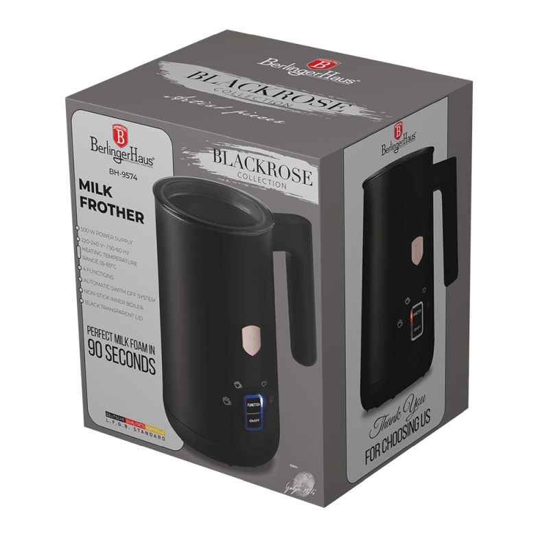 BERLINGERHAUS Napěňovač mléka elektrický Matte Black Collection BH-9574