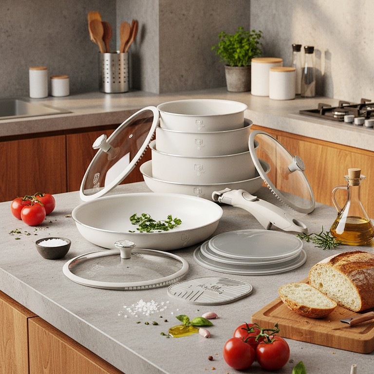 BERLINGERHAUS Sada nádobí s titanovým povrchem 13 ks Sahara Marble Collection BH-8421