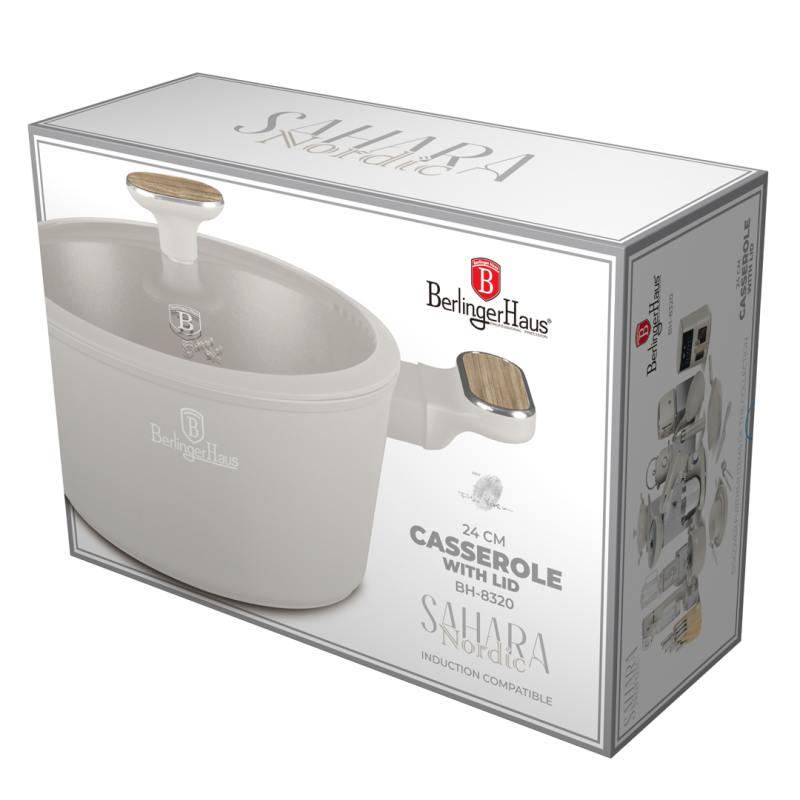 BERLINGERHAUS Kastrol s titanovým povrchem a poklicí 24 cm Sahara Nordic Collection BH-8320