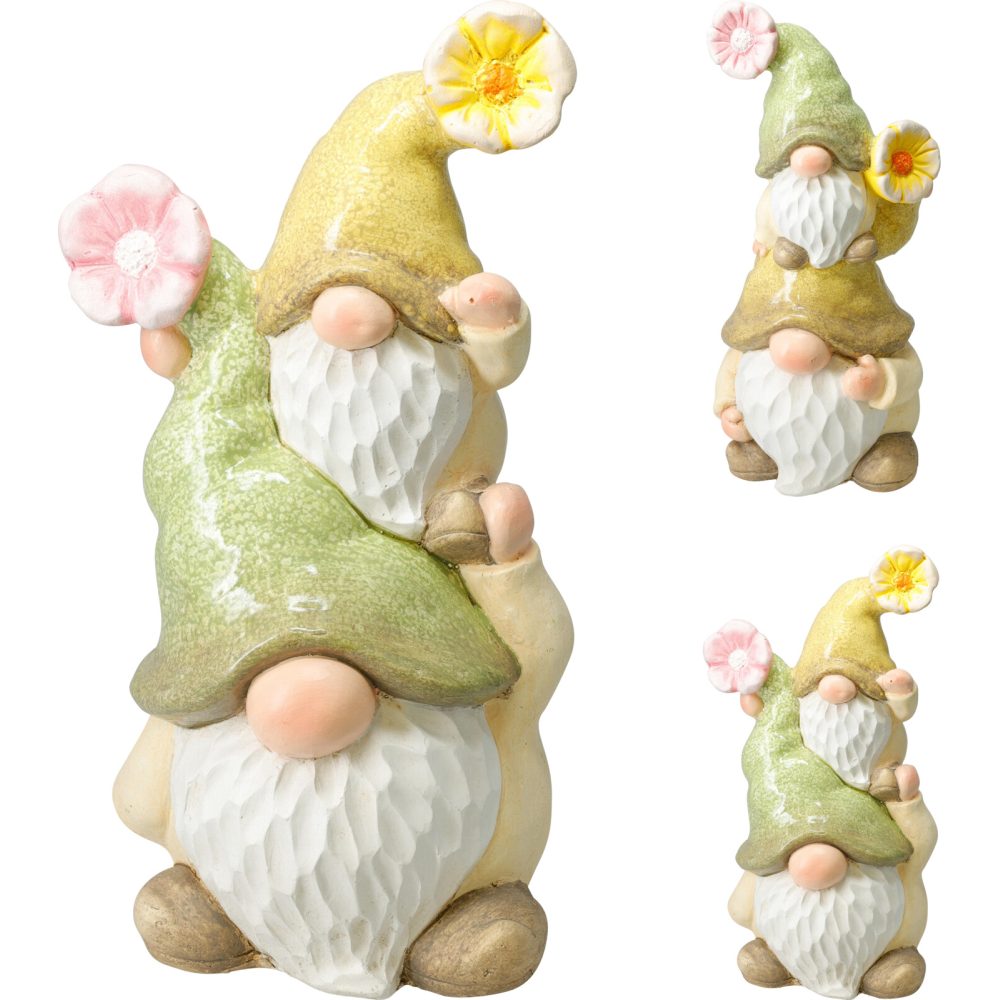 PROGARDEN Zahradní dekorace trpaslík s dítětem sedícím na ramenou 20 x 16 x 39 cm KO-795250710sedi