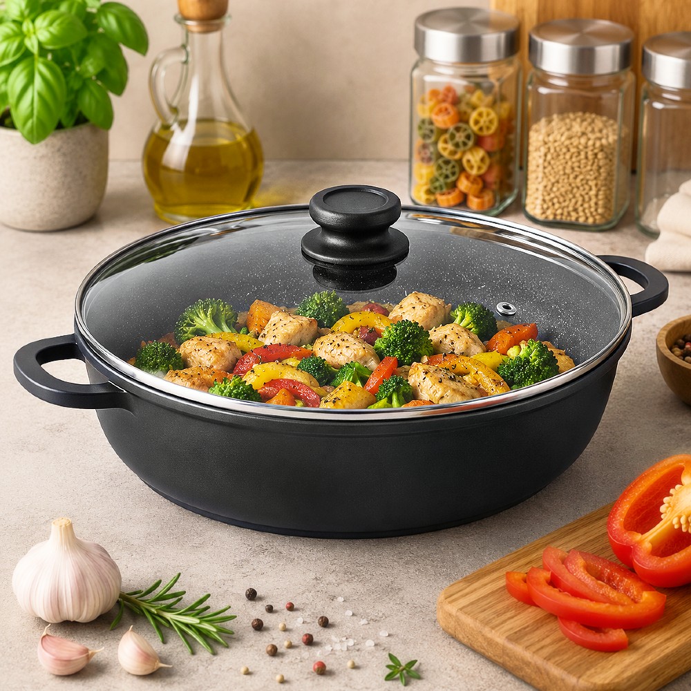 KELA Hluboká pánev s poklicí a keramickým povrchem 32 cm ATURA KL-15167