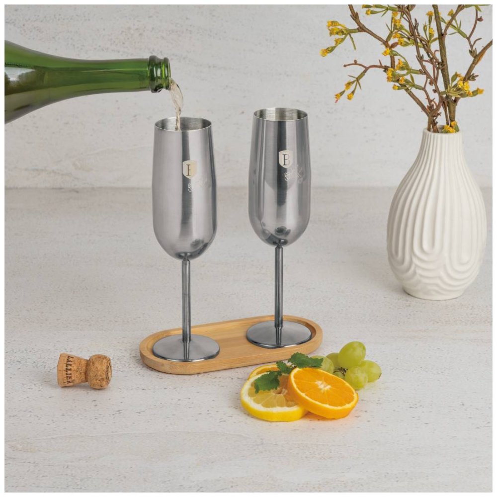 BERLINGERHAUS Sada sklenic 2 ks 260 ml na šampaňské Silver BH-8665