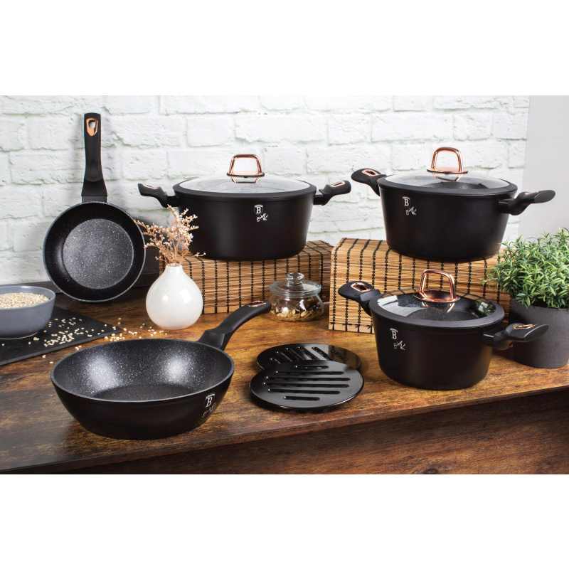 BERLINGERHAUS Sada nádobí s mramorovým povrchem 10 ks Black Rose Collection BH-1645