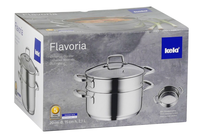 KELA Hrniec naparovací s pokrievkou nerez 18/10 FLAVORIA 20 cm sada 3 ks KL-10190