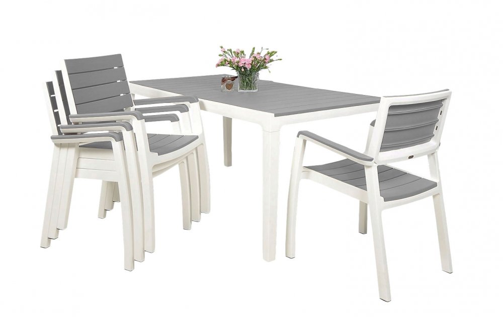 Keter Zahradní nábytek Keter Harmony set stůl + 4 židle bílý /světle šedý KT-610084