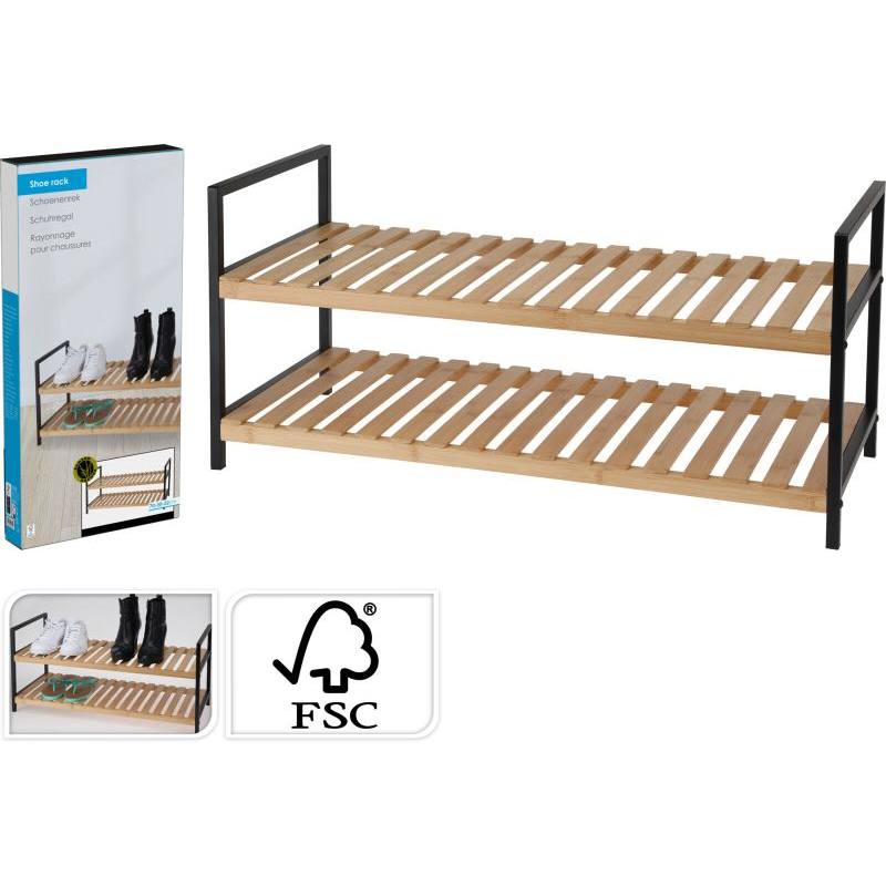 HOMESTYLING Botník bambusový 2 police 70 x 30 x 32 cm KO-784630150