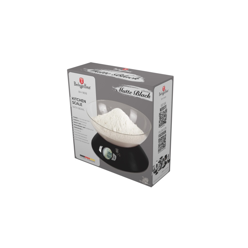 BERLINGERHAUS Váha kuchyňská digitální 5 kg s miskou Matte Black Collection BH-9618