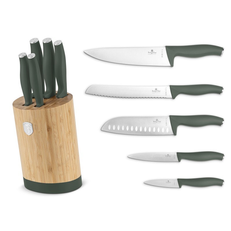 BERLINGERHAUS Sada nožů se stojanem BAMBOO 6 ks Matte Green Collection BH-2757