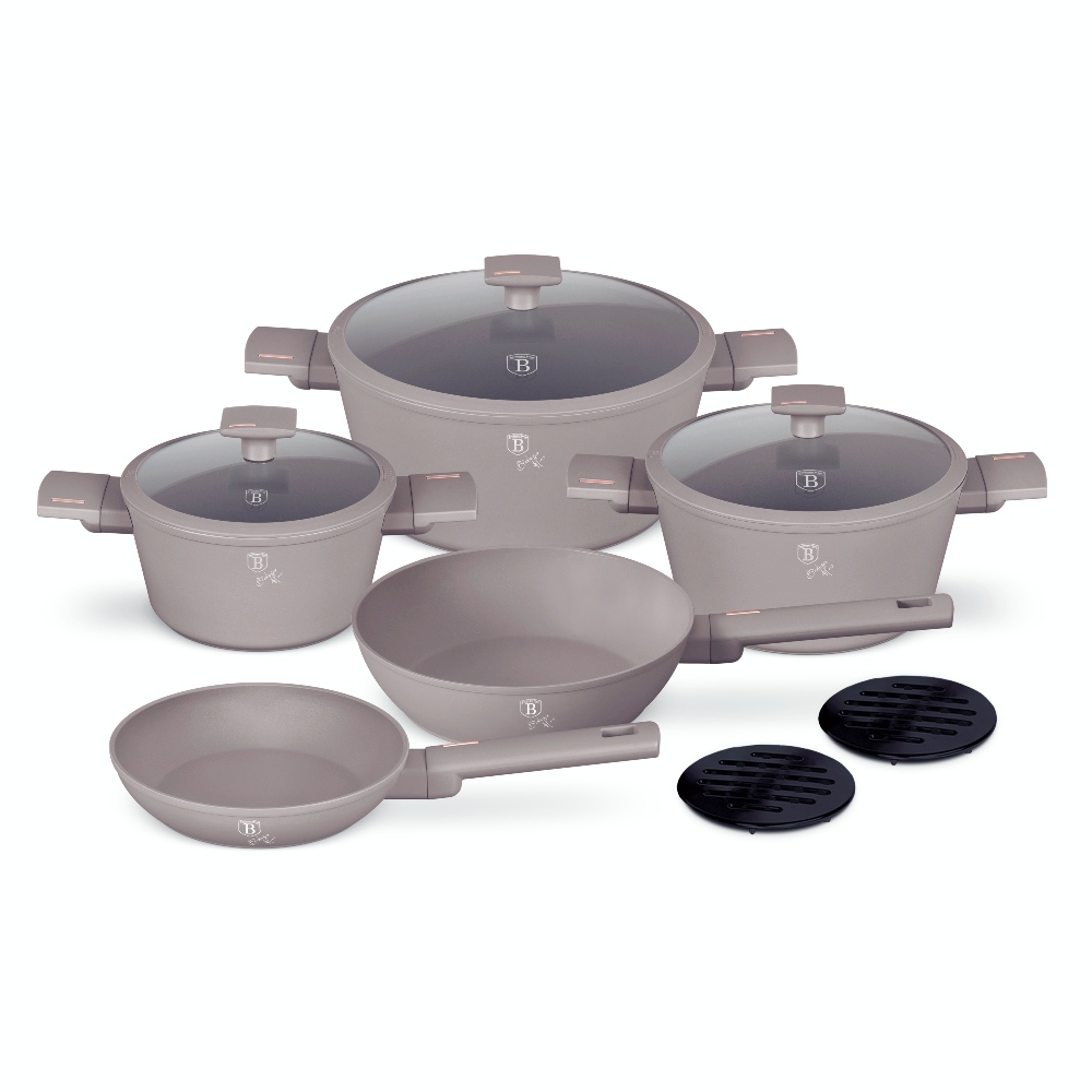 BERLINGERHAUS Sada nádobí s titanovým povrchem 10 ks Taupe Collection BH-8110