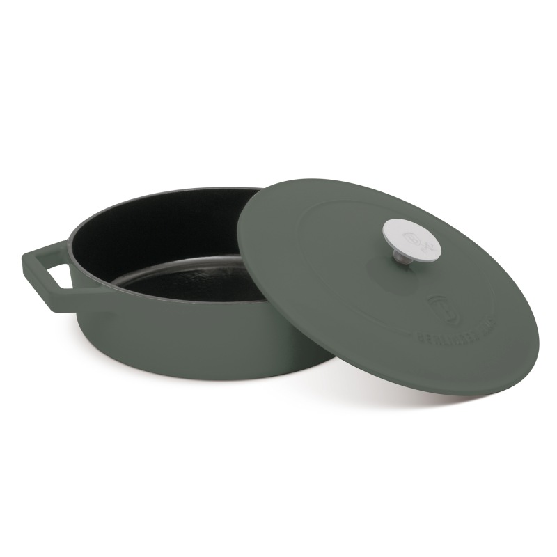 BERLINGERHAUS Pánev hluboká se smaltovaným povrchem a poklicí 26 cm litinová Matte Green Collection BH-6262