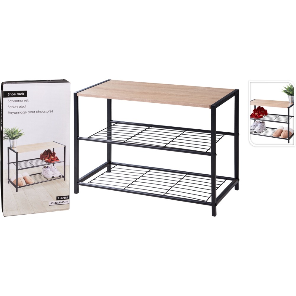 STORAGE SOLUTIONS Botník kovový 2 police 63 x 30 x 43 cm KO-BA3000030