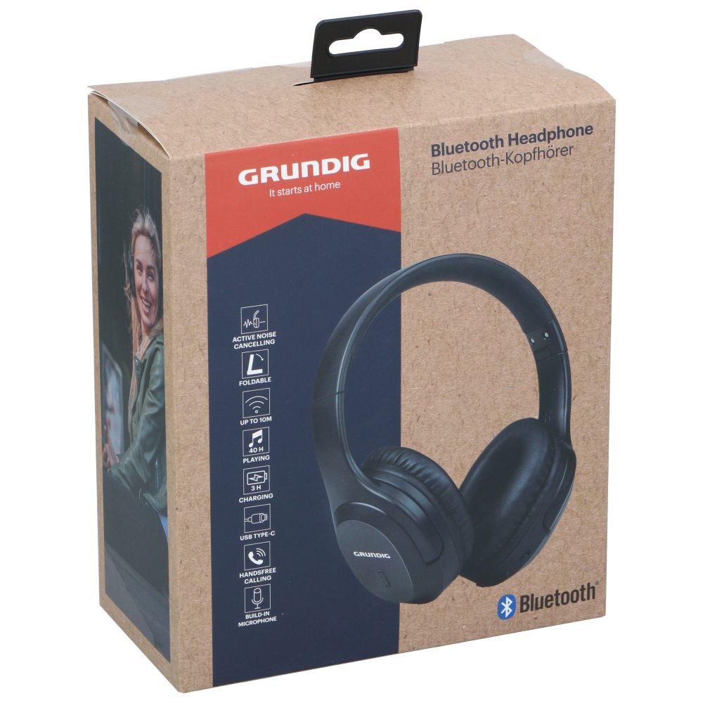 GRUNDIG Bezdrátová bluetooth sluchátka GRUNDIG s ANC a baterií 400mAh černá ED-226056