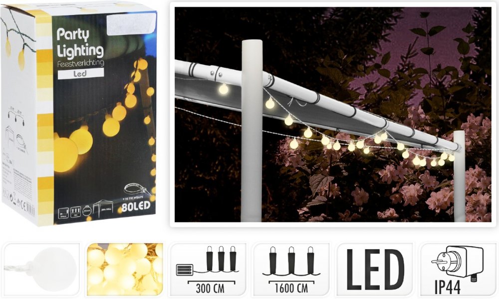HOMESTYLING Svetelná reťaz vonkajšia LED PARTY teplá biela 80 LED KO-AX8779250