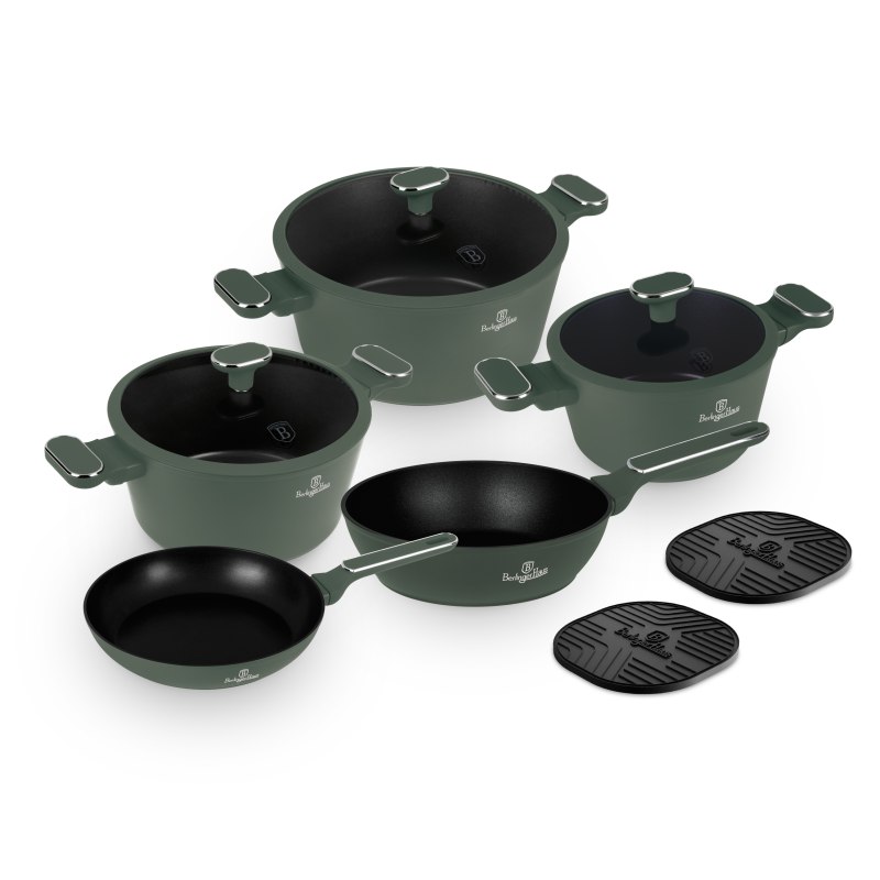 Product detail of BERLINGERHAUS Sada nádobí s titanovým povrchem 10 ks Matte green Collection BH-8207