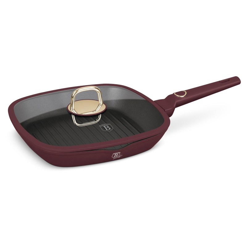 BERLINGERHAUS Pánev grilovací s titanovým povrchem a poklicí 28 cm Leonardo Collection BH-8037