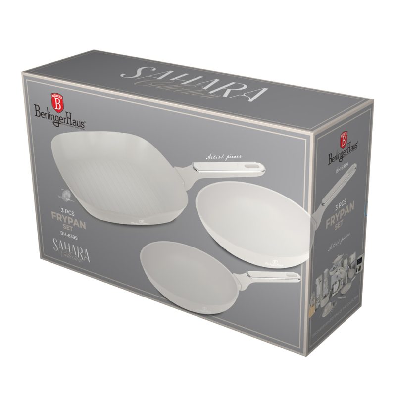 BERLINGERHAUS Sada pánví s titanovým povrchem 3 ks Sahara Marble Collection BH-8399