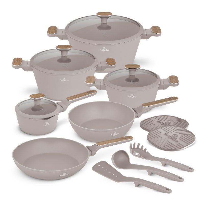 BERLINGERHAUS Sada nádobí s titanovým povrchem 15 ks Taupe Nordic Collection BH-8344