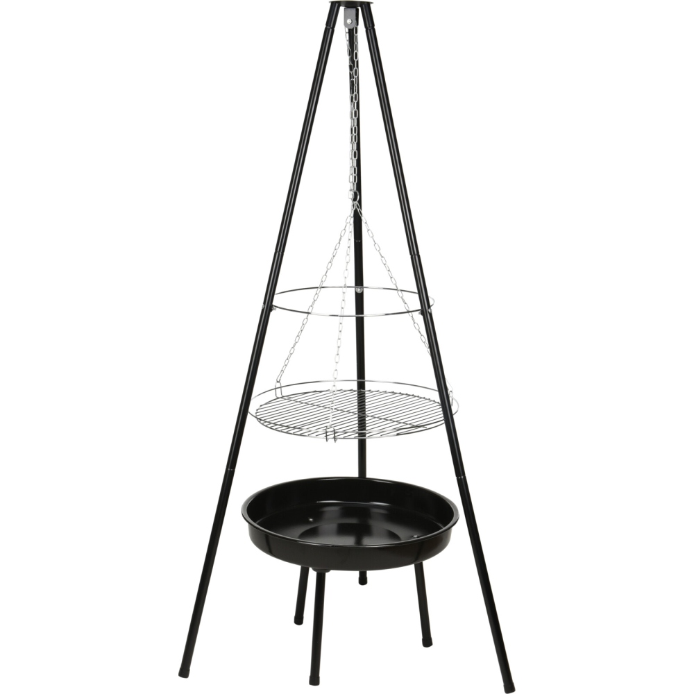 BBQ Gril na dřevěné uhlí závěsný na trojnožce pr. 48 cm KO-C83000490