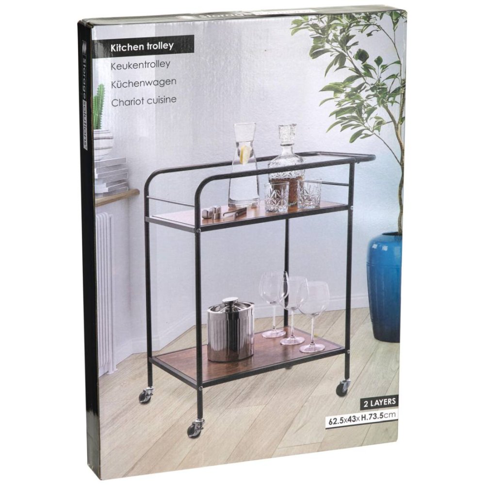 STORAGE SOLUTIONS Servírovací vozík kov, MDF 625 × 430 × 735 mm KO-C80902050