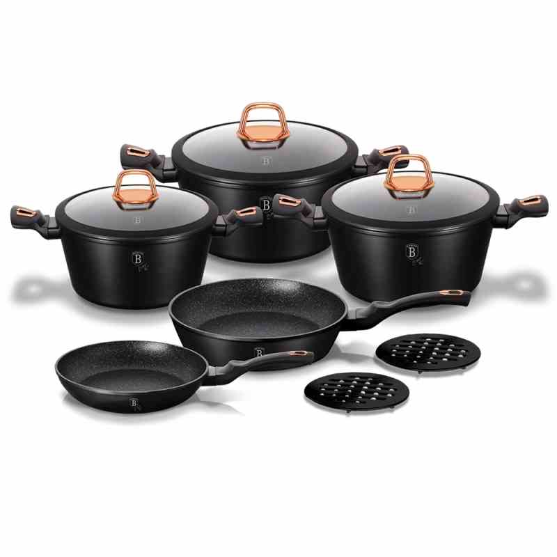 BERLINGERHAUS Sada nádobí s mramorovým povrchem 10 ks Black Rose Collection BH-1645