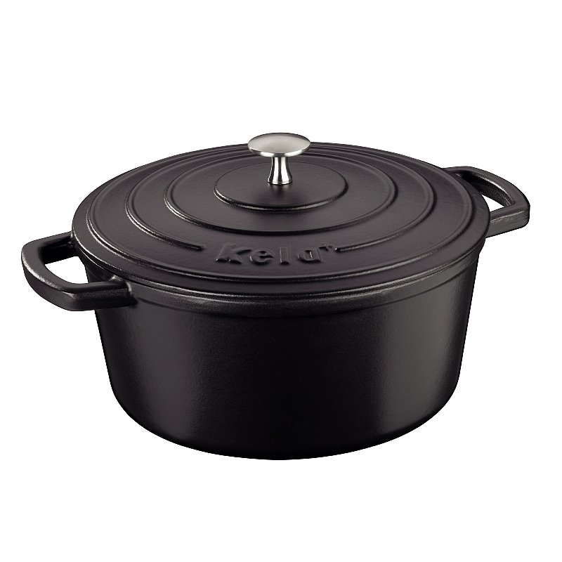 KELA Pekáč liatinový s pokrievkou CALIDO 26 cm čierna KL-12472