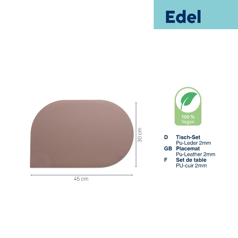 KELA Prostírání EDEL PU kůže nugát 45,0x30,0x0,17cm KL-12660
