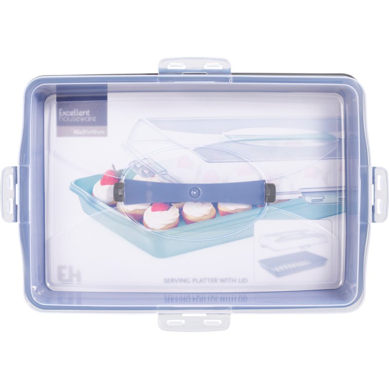 EXCELLENT Plastový servírovací tác s víkem 44 x 31 cm bílá KO-022000230bila - thumb (1)