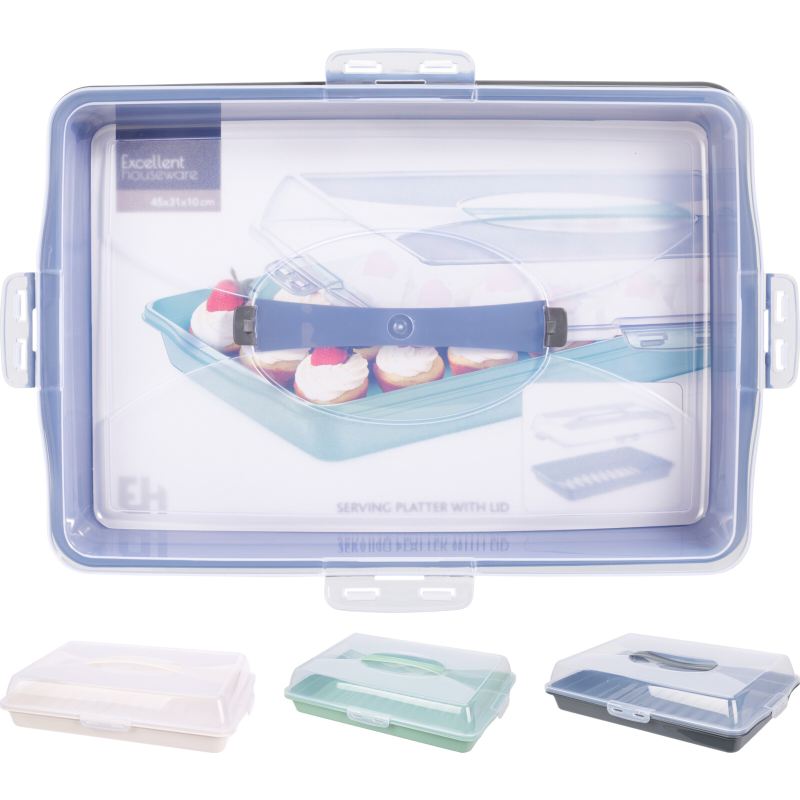 EXCELLENT Plastový servírovací tác s víkem 44 x 31 cm bílá KO-022000230bila - thumb (2)