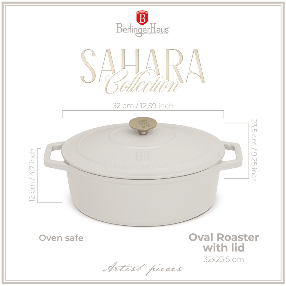 BERLINGERHAUS Pekáč litinový s poklicí 32 cm Sahara Collection BH-8967