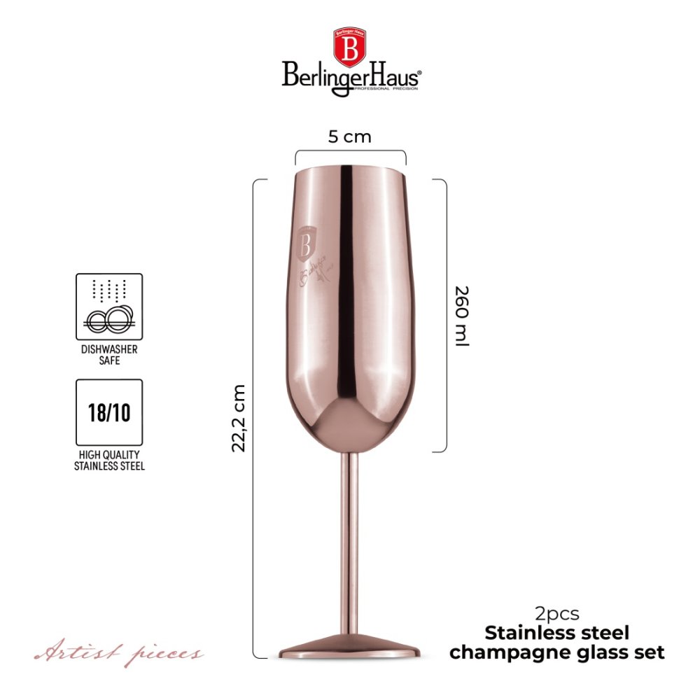 BERLINGERHAUS Sada sklenic 2 ks 260 ml na šampaňské Rosegold BH-8662