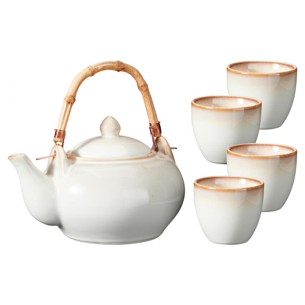 EXCELLENT HOUSEWARE Čajová souprava konvice + šálky kamenina sada 5 ks KO-Q56000300
