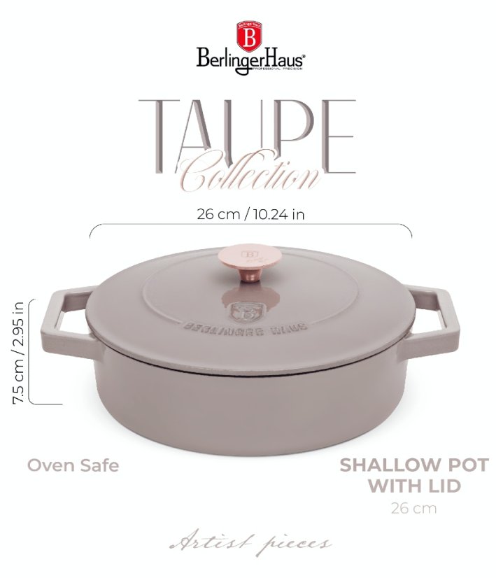 Pekáč litinový s poklicí 26 cm Taupe Collection