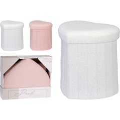 Taburet s úložným prostorem srdce 34 × 28 × 35 cm  růžová