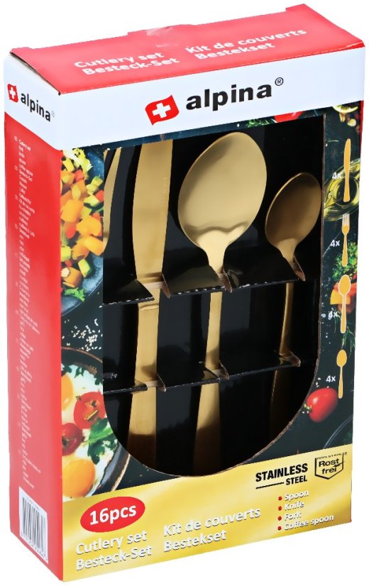 Sada příborů nerez ocel 16 ks zlatá