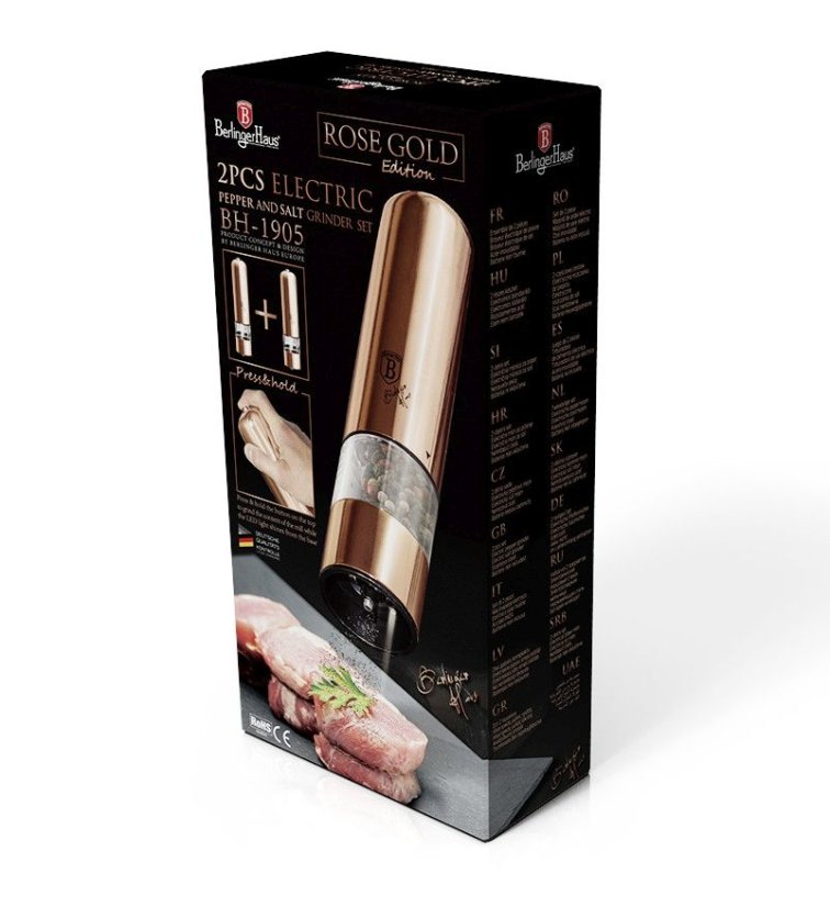 Mlýnek na pepř a sůl elektrický sada 2 ks Rosegold Metallic Line