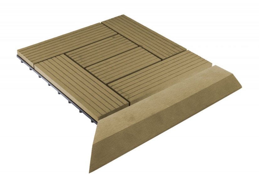Bandă de tranziție G21 Cumaru pentru plăci WPC, colț 38,5 x 7,5 cm (stânga)